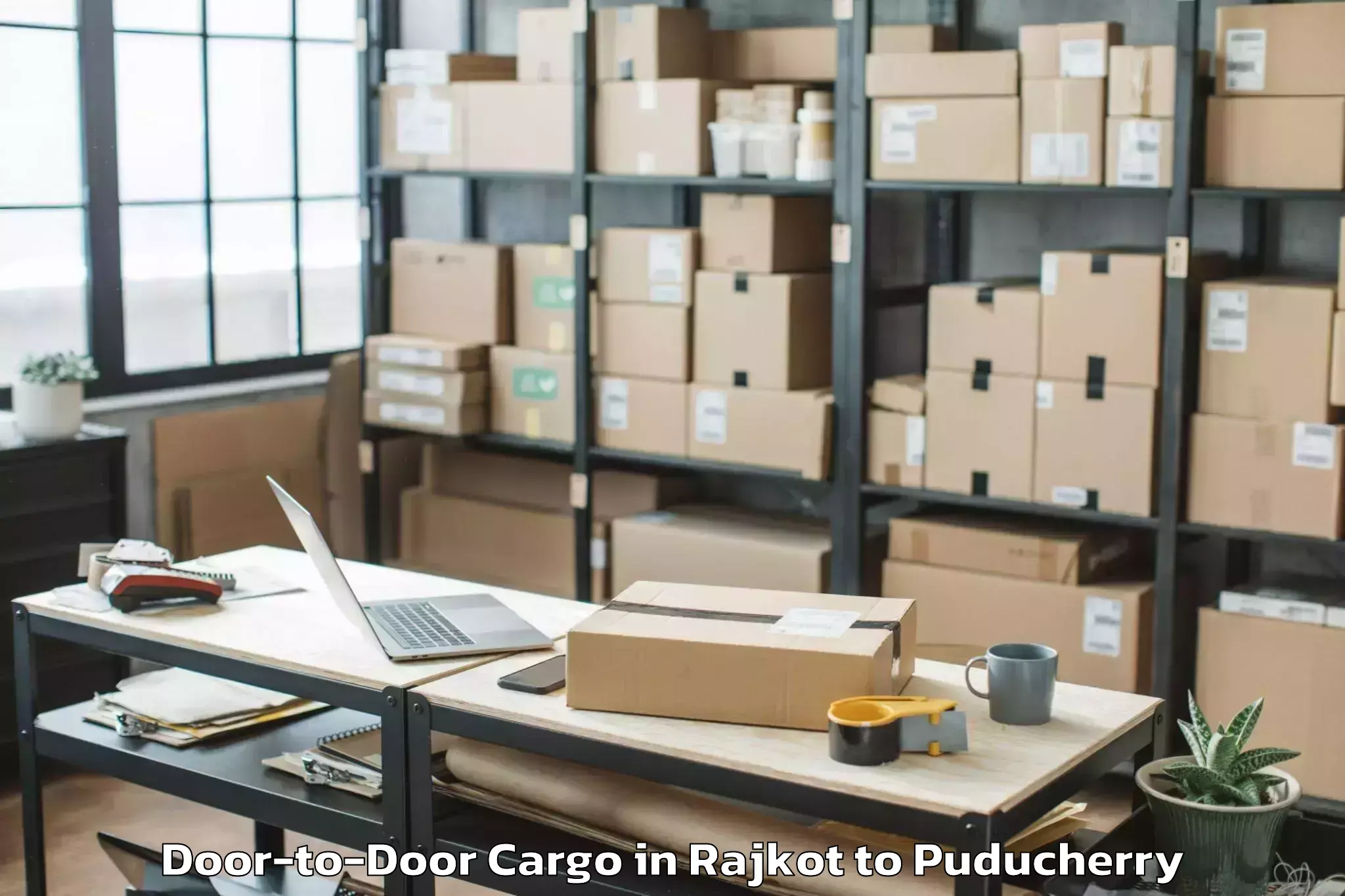 Get Rajkot to Sri Balaji Vidyapeeth Puducher Door To Door Cargo